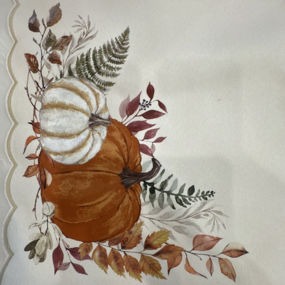 Fall Autumn Placemats Set of 4 Pumpkins Leaves 13x19 Beige Orange NEW - Picture 3 of 5
